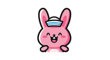 Cartoon rabbit in sailor hat illustration