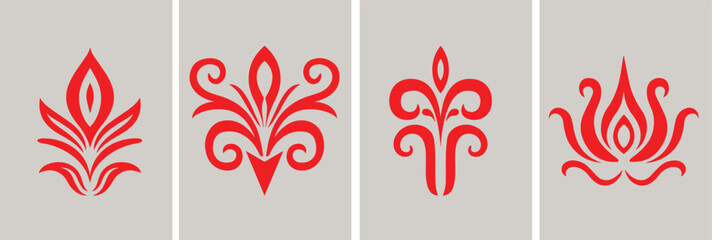 Fleur De Lis Icon Set Isolated. Fleur-de-lis emblem Vector Vintage White and Black outline icon. traditional medieval heraldry symbol. © MR background