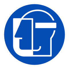 Face shield must be worn. Face protection must be worn in this area. Face shield icon.