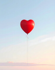 Fototapeta premium Single Red Heart Balloon in Sky