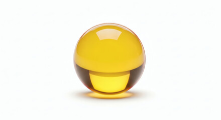 Golden Capsule Omega3 Pill Isolated on White Background.