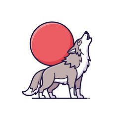 Obraz premium A simple cartoon illustration of a gray wolf howling.