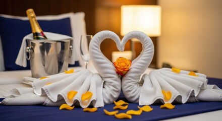 Romantic Hotel Room Decor for Couples Luxury Getaway Honeymoon or Anniversary Celebration Setup good night love