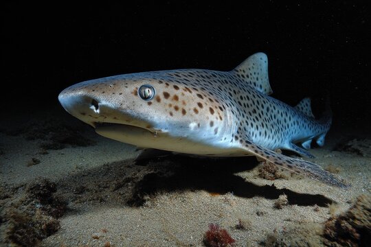 Nocturnal leopard shark that hunts at night and relaxes on sand during the day