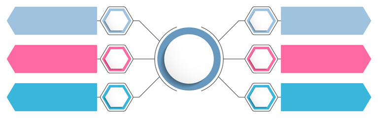 Infographic template with six options or steps, mind map of flow chart infographic