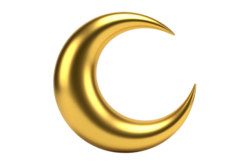Crescent moon decoration, isolated transparent, generative ai