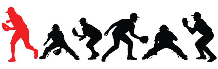 American football player silhouette set 