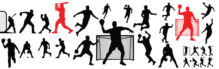 Athlete Sports Action Silhouettes set
