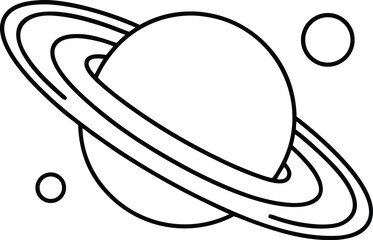 saturn line art vector illustration on transparent background © Uk
