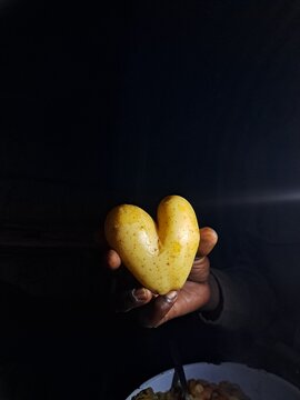 A heart-shaped potato