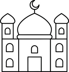 mosque line art vector illustration on transparent background