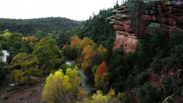 Lowering drone shot over Sycamore Creek in Payson, Arizona.