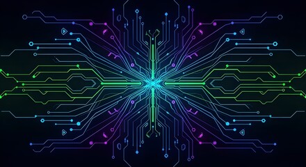 Futuristic digital brain neural network with glowing circuits and data flow visualization