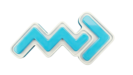 3D Blue Arrow Graphic with White Outline