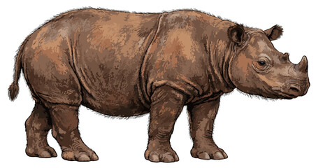 Obraz premium Dicerorhinus sumatrensis illustration art