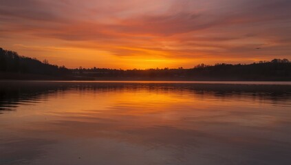 Fototapeta premium Lake landscape at sunset