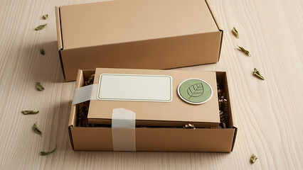 Eco-friendly packaging for gifts and products, natural and sustainable shipping boxes for e-commerce