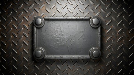 Rugged Metallic Plate on Diamond Tread Background
