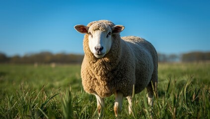 Obraz premium Livestock grazing on pasture