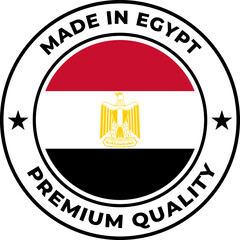 Circular Made in Egypt premium quality badge featuring the Egyptian flag a vector illustration for product packaging and national branding
