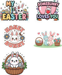 Fototapeta premium Kawaii Easter Bunny SVG Bundle
