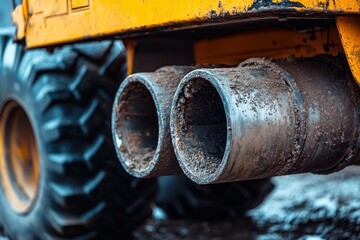 exhaust system of construction machinery like tractors excavators or bulldozers