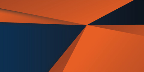 Colorful banner with overlapping paper cut design with orange triangle shape design. simple background.