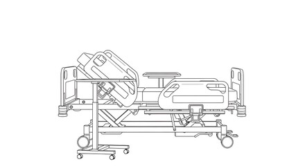 Detailed technical drawing of a complex mechanical device with various components and parts