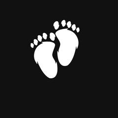 Cute White Animal Paw Prints on Black Background - Stylized Vector Illustration © Alpha Factory Std