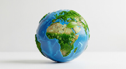 Fototapeta premium Vibrant green earth with continents covered in lush vegetation and blue oceans
