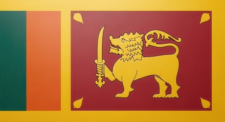 Fototapeta premium Sri Lankan National Flag with Lion Symbol.