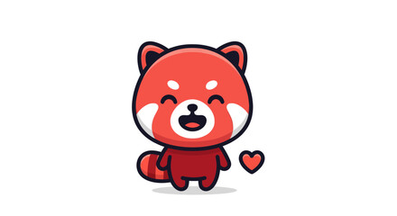 Obraz premium Cartoon red panda holding heart