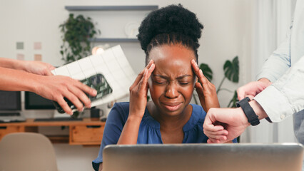 Young Team Faces Tech Startup Challenge: Stress At Work In Modern Office Environment