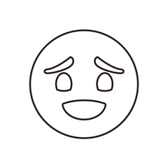 Naklejka premium happy face joyful relief smile emoji symbol sign icon vector illustration isolated flat relieved expression