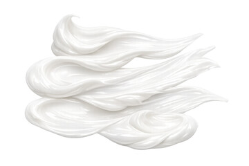 White cosmetic cream smear texture pattern on transparent background, showing beauty skincare product samples
