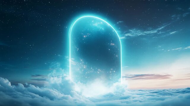 Celestial Portal Opens Amidst Clouds and Stars