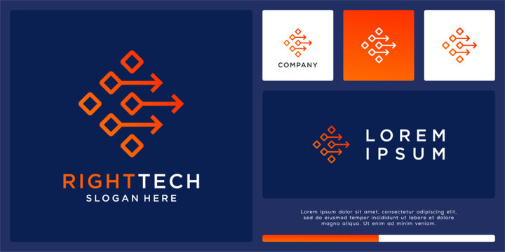 Right tech logo design with arrow.