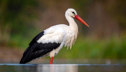 Elegant White Stork Standing Tall in a Natural Habitat.