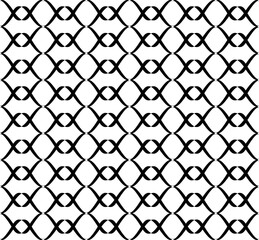 Fototapeta premium Seamless abstract pattern with black curvy geometric lattice lines and diamond motifs
