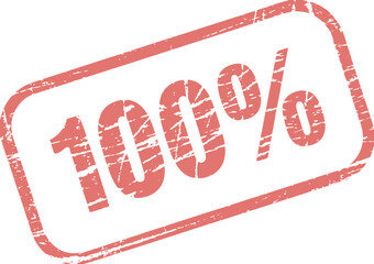 100 percent red stamp, 100% approval seal, vintage textured rubber mark, business document validation, retro design, official stamp illustration, invoice, certificate, financial approval concept