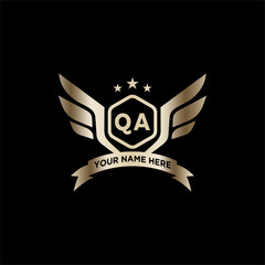 Obraz premium QA Initials Eagle Logo Icon Education Stock Vector