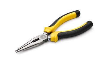 Fototapeta premium Needle Nose Pliers with Yellow Handles Isolated on White
