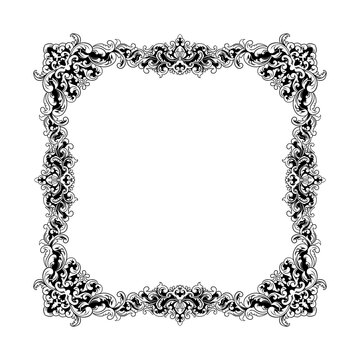Luxury Square Floral Ornament Frame with Classic Vintage Design