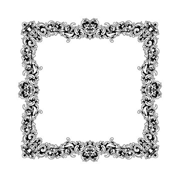 Luxury Square Floral Ornament Frame with Classic Vintage Design