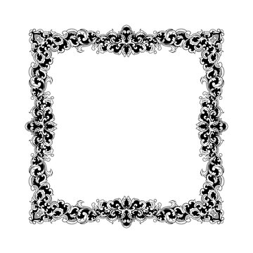 Luxury Square Floral Ornament Frame with Classic Vintage Design