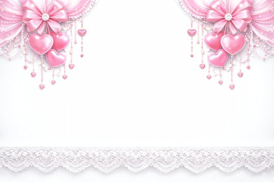 フェミニンなピンクハートの装飾背景