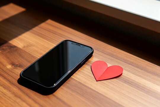 Unsent Valentine Message Concept with Phone and Heart
