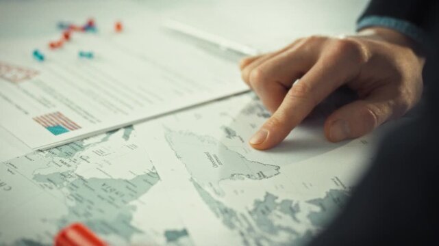 Government official emphatically points Greenland massive world map, backed documents asserting Denmark's sovereignty over Arctic island nation situated North Atlantic Ocean, strategic state territory