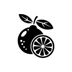 Black silhouette icon of a citrus fruit, likely a lemon or orange shape, flat design with no gradient or shading, used as a generic icon.