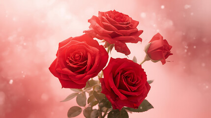Vibrant red roses in soft light illustration
